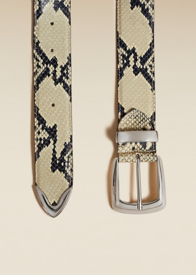 KHAITE The Bruno Belt in Natural Python-Embossed Leather with Silver outlook