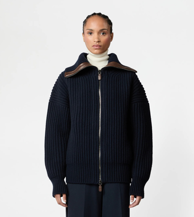 Tod's JACKET IN WOOL WITH LEATHER DETAILING - BLUE outlook