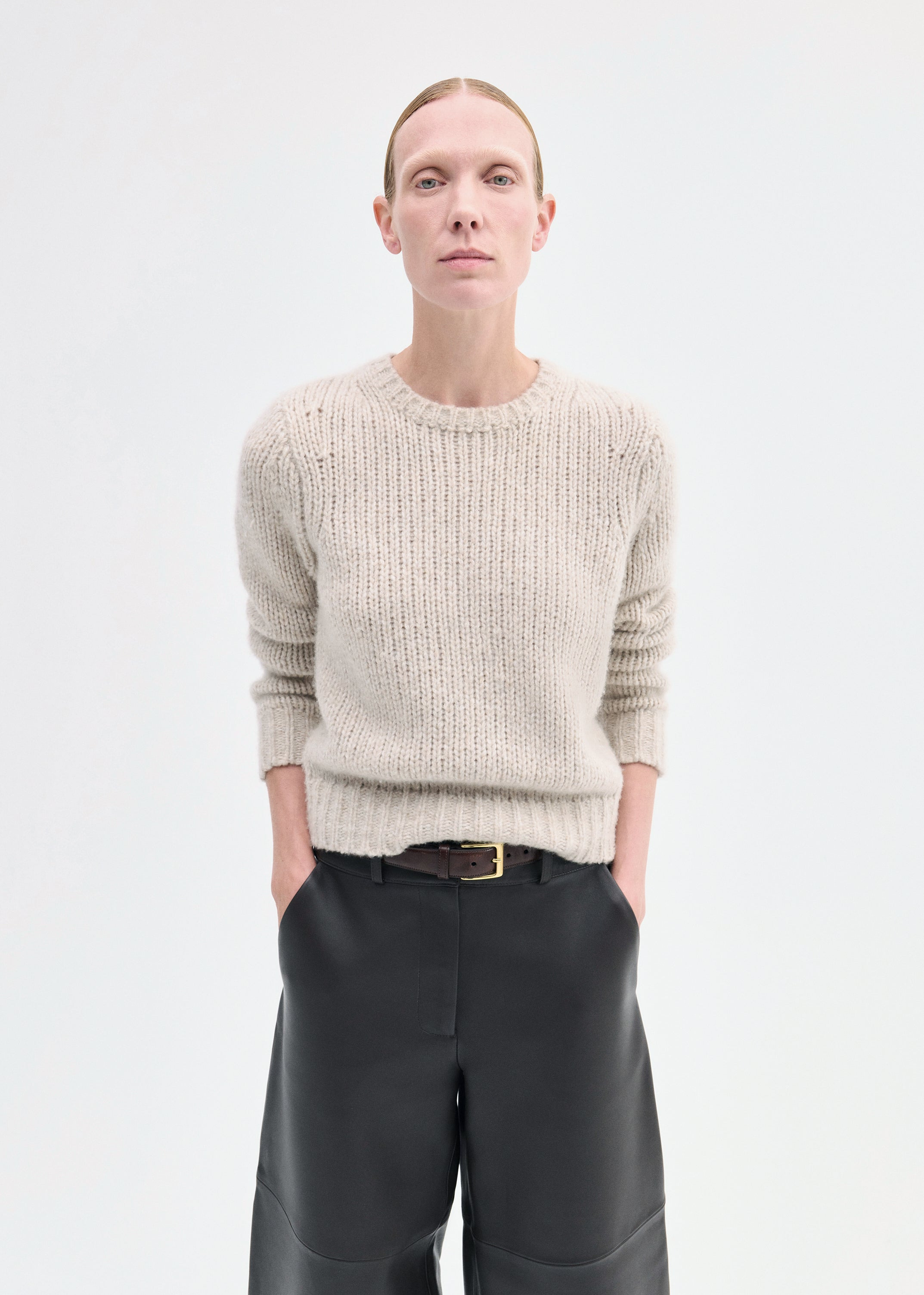 Fitted Crew Sweater in Cashmere Silk - 2