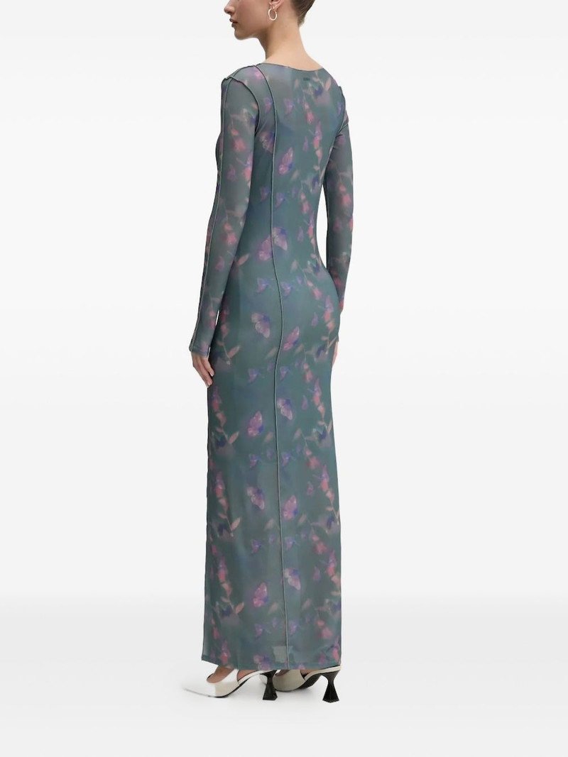 HUGO floral-print mesh maxi dress outlook