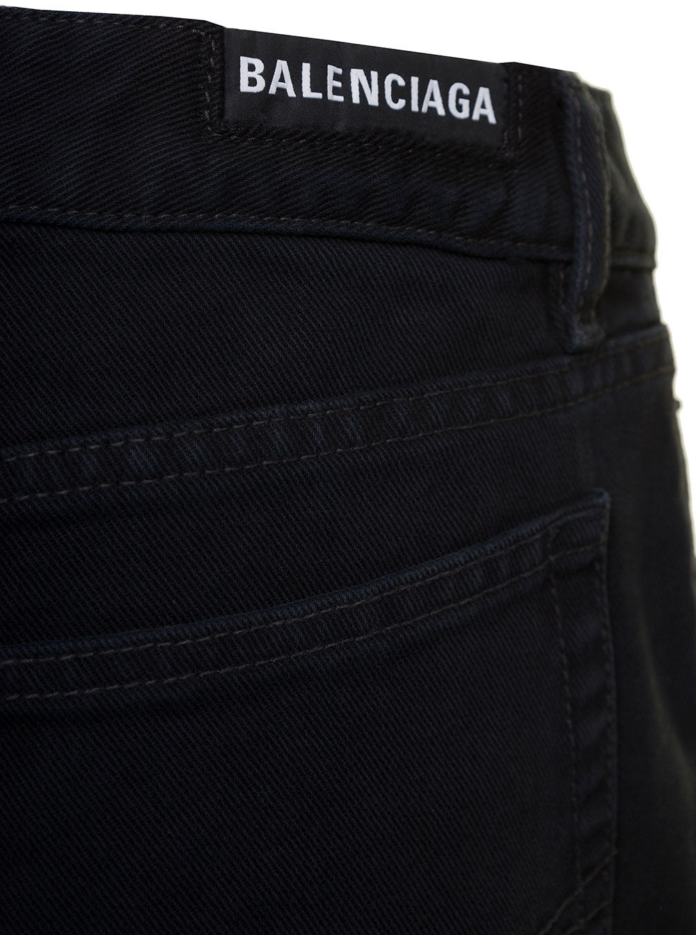 Balenciaga Women Maxi Black Skirt With Logo Patch At The Back In Cotton Denim Woman - 3
