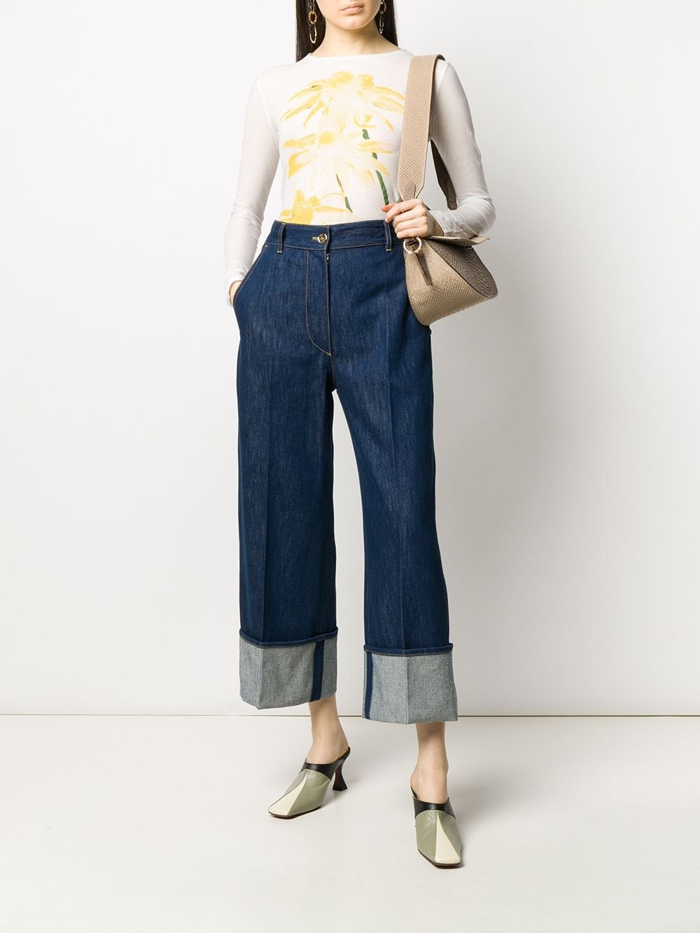 high-rise cuffed jeans - 2