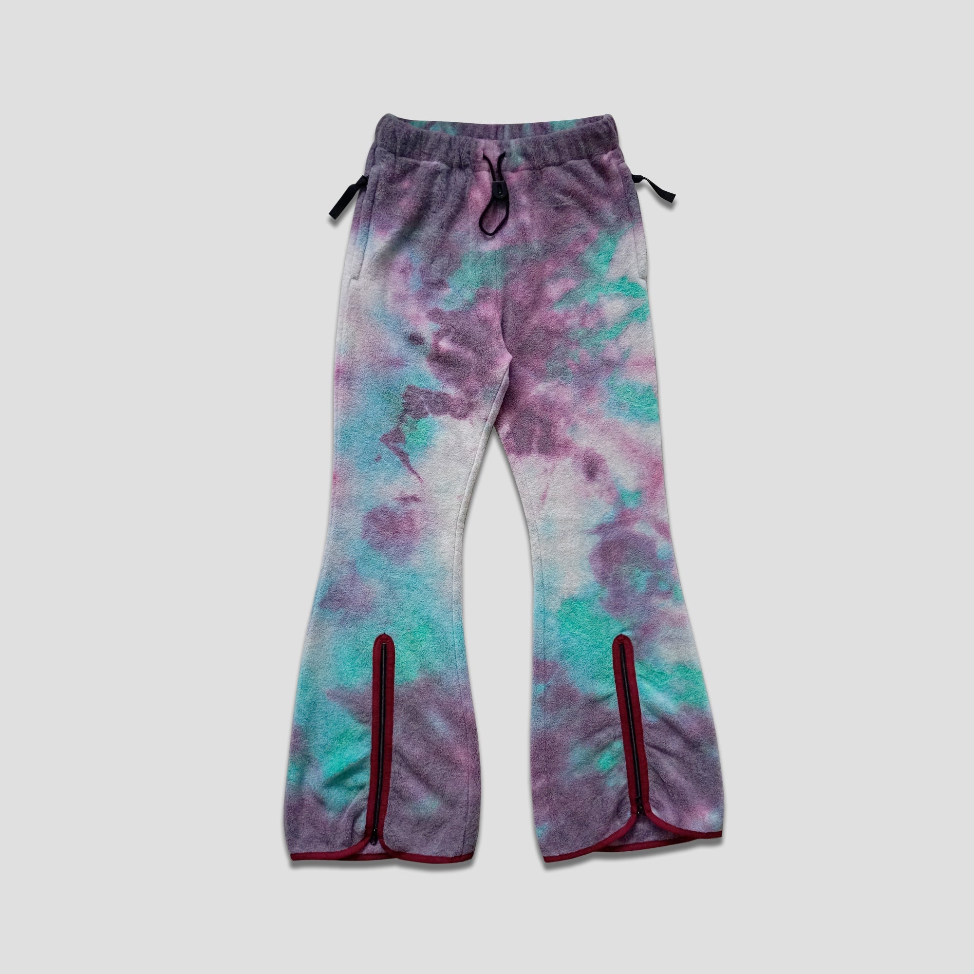 REVERSIBLE FLEECE TIE DYE FLARE PANTS - PURPLE/BLUE - 1