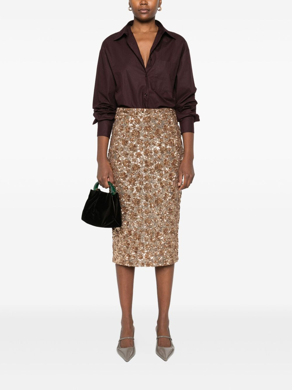 sequin-embellishment midi skirt - 2