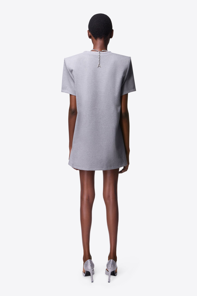 AREA CRYSTAL BUTTERFLY V-NECK T-SHIRT DRESS - PF24AWDR0067FA01-GREYMELANGE  | REVERSIBLE