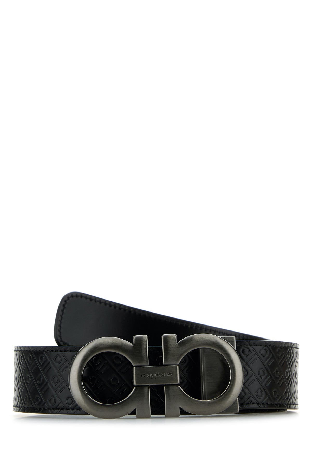 Black leather reversible belt - 1