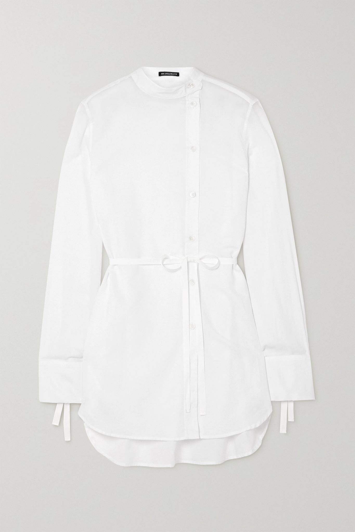 Belted cotton-poplin shirt - 1