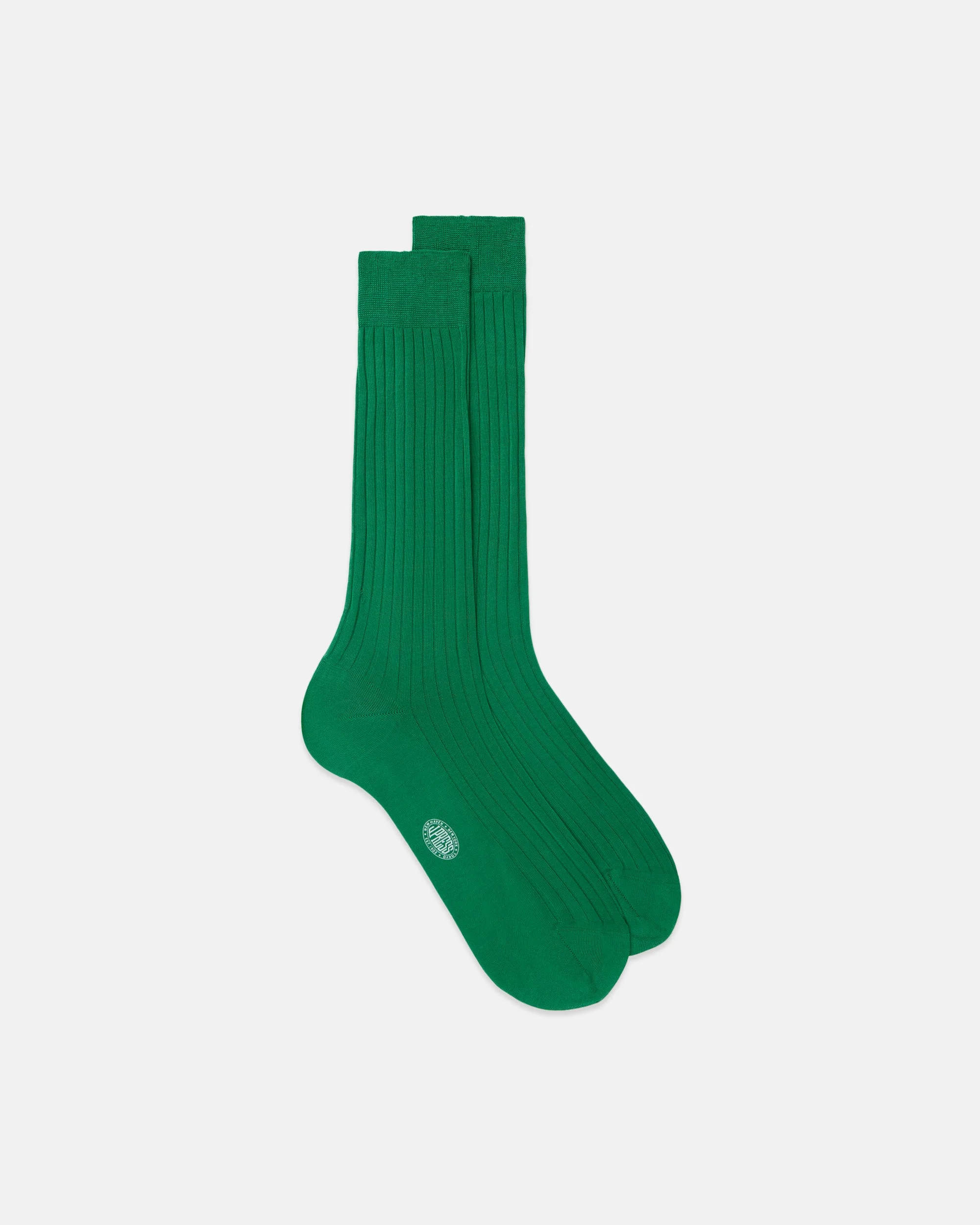 MADE-IN-ITALY GREEN COTTON MID-CALF SOCKS - 1