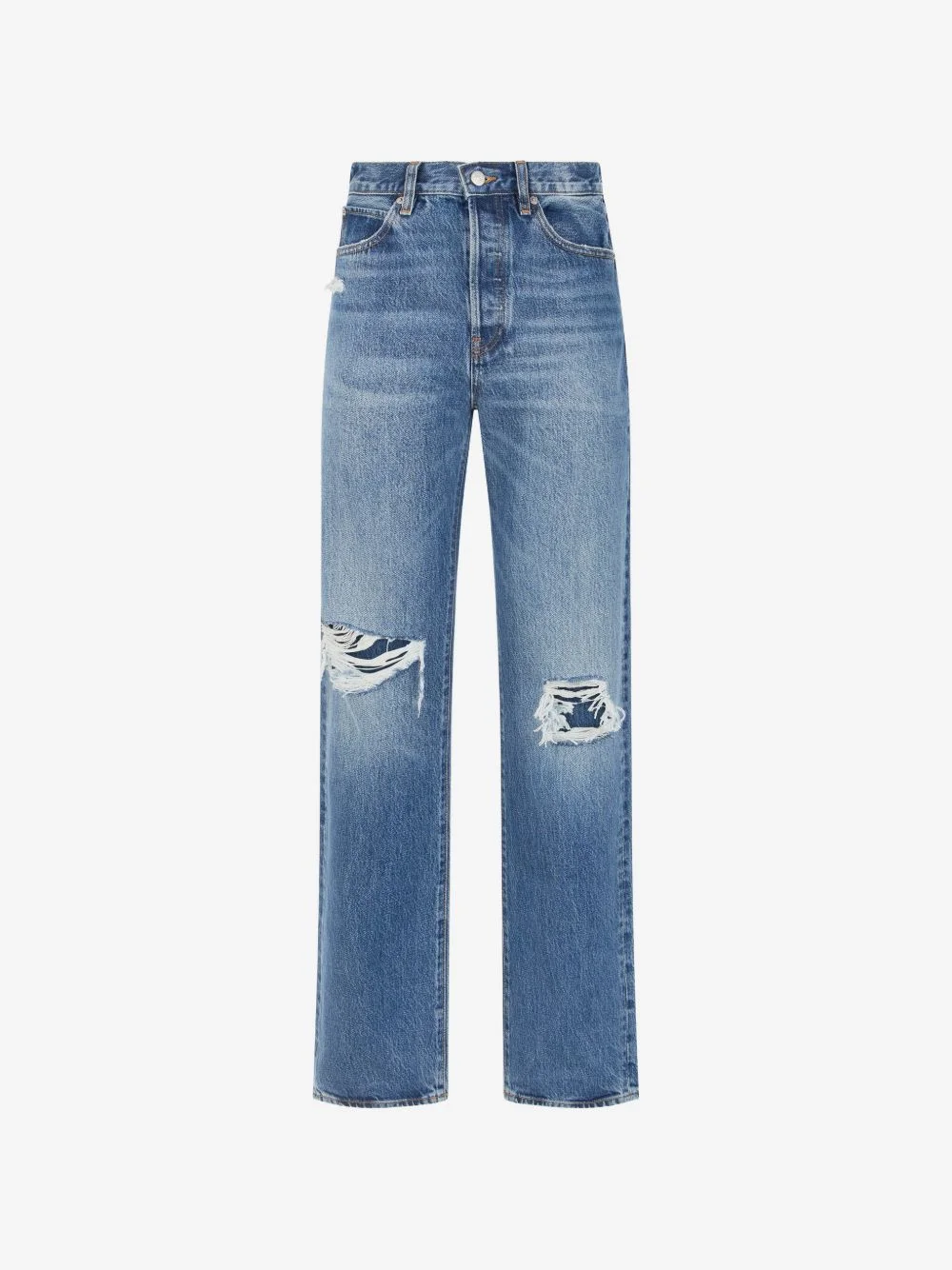 distressed straight-leg jeans - 1