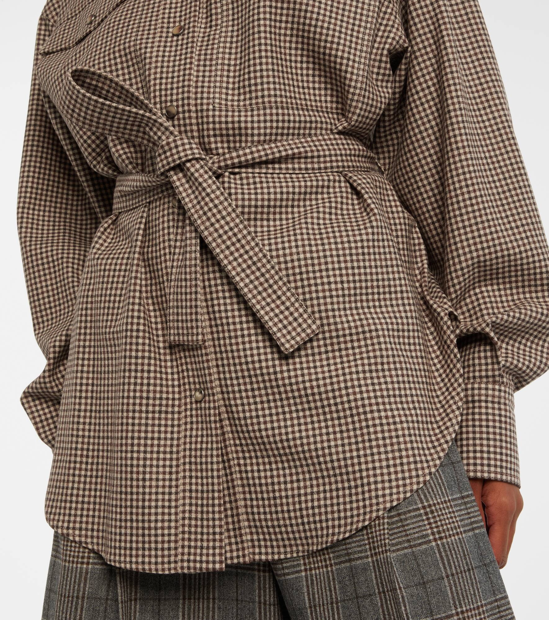 Checked virgin wool overshirt - 5