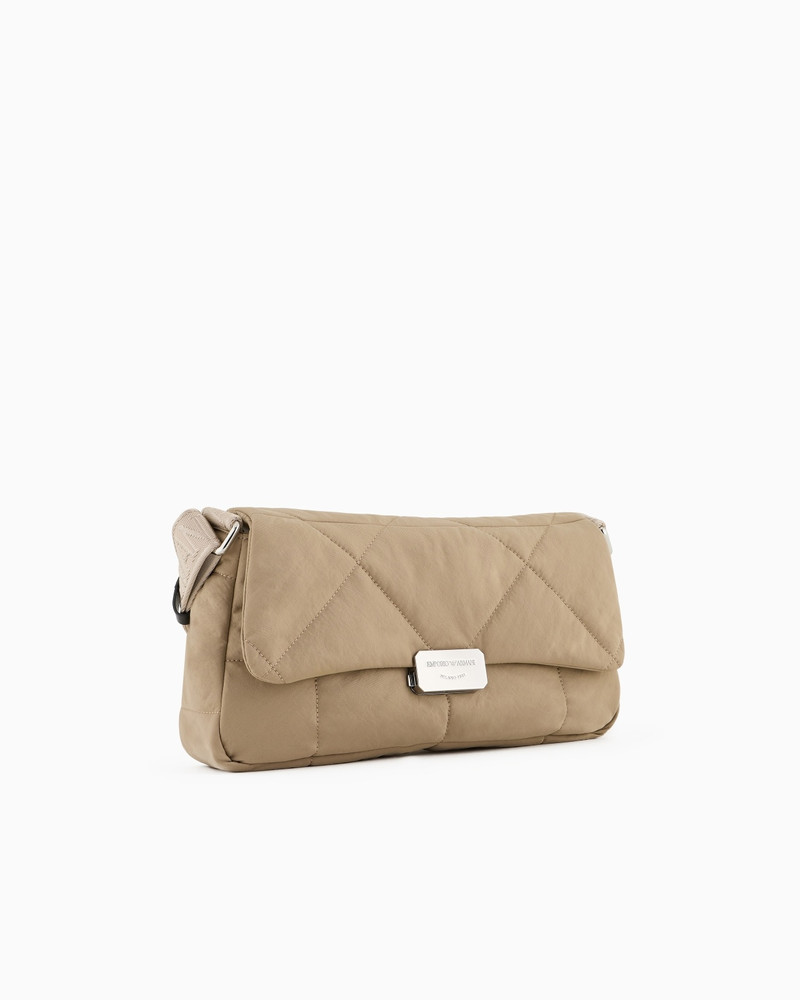 EMPORIO ARMANI LARGE BAGUETTE SHOULDER BAG IN MATELASSÉ NYLON outlook