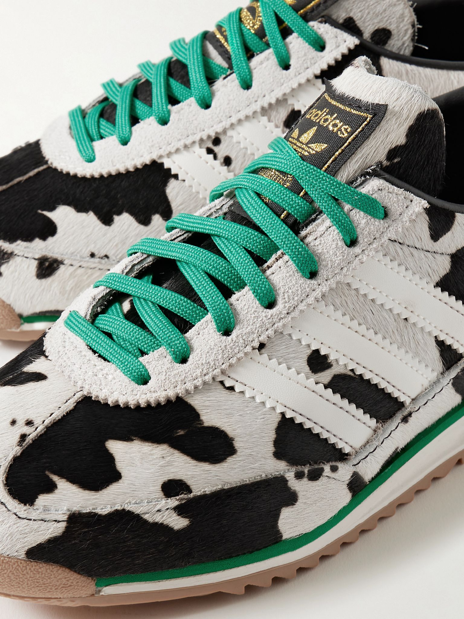 SL 72 OG suede and leather-trimmed cow-print calf hair sneakers Black - 4