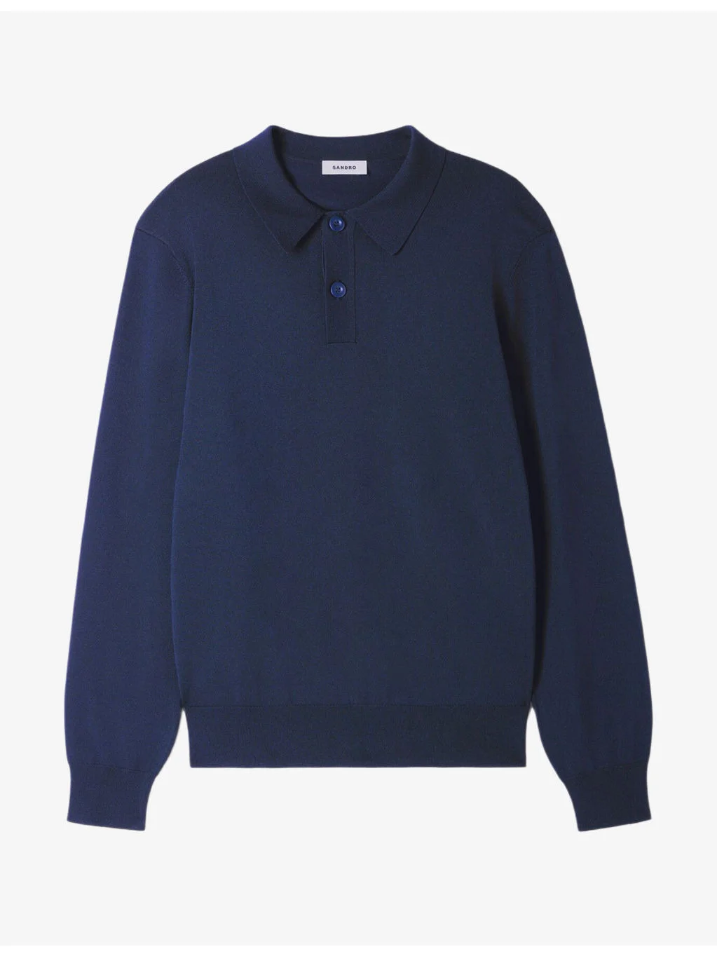 Long-Sleeved Knitted Polo Shirt - 1