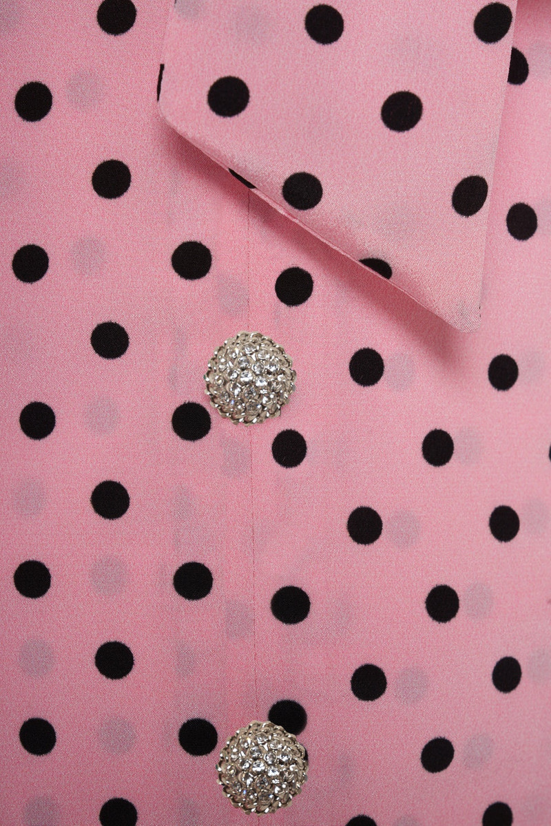 POLKA DOT PRINT SILK DRAPED DRESS WITH BOW 3