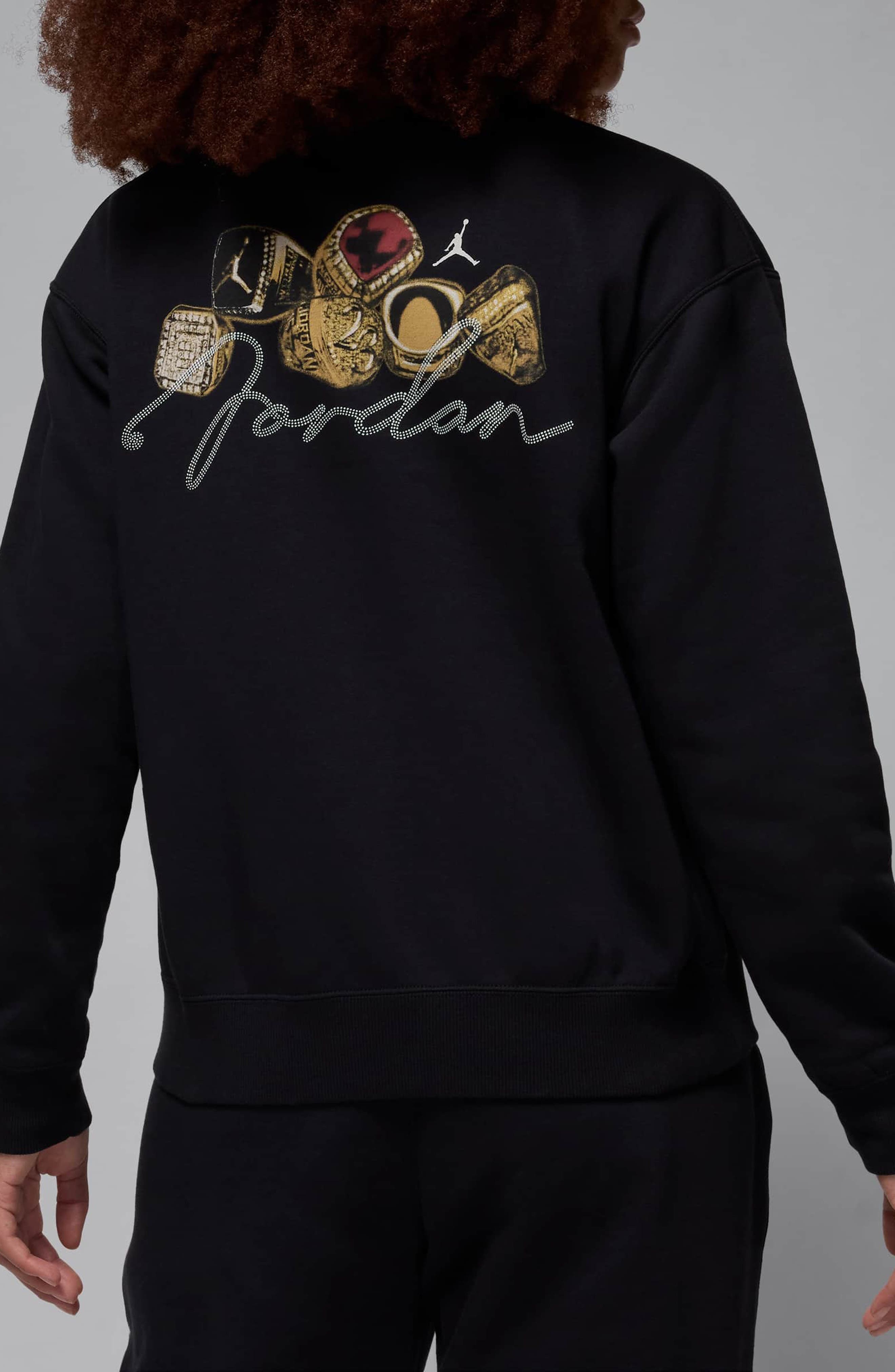 Nike Jordan Brooklyn Fleece Crewneck Sweatshirt in Black/Sail at Nordstrom - 2