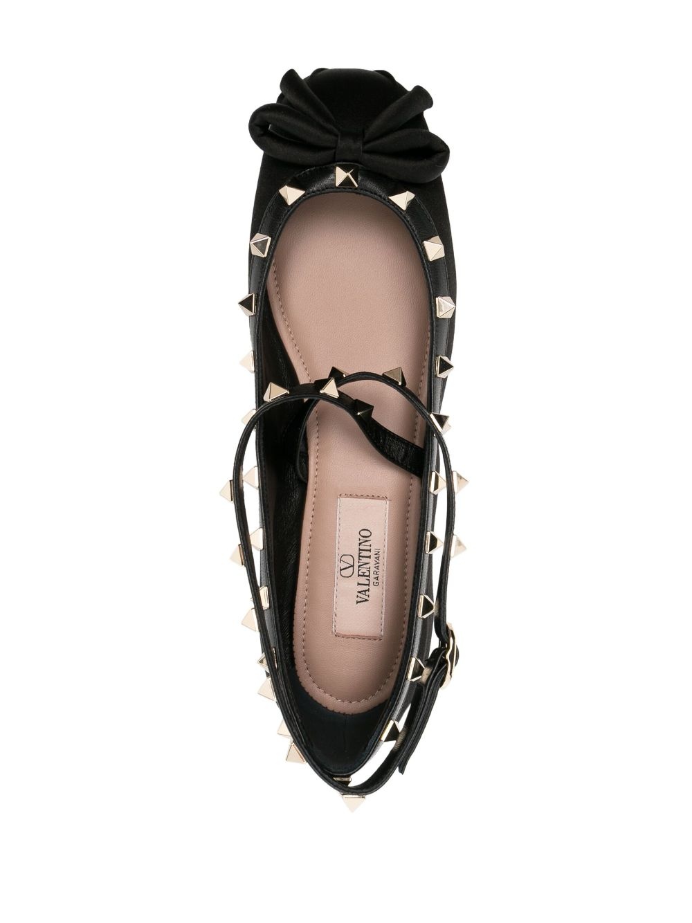 Rockstud satin ballerina shoes - 4