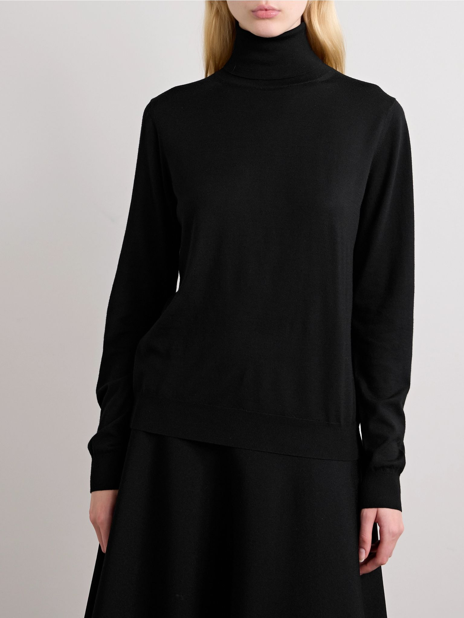 Heva wool-jersey turtleneck sweater Black - 3