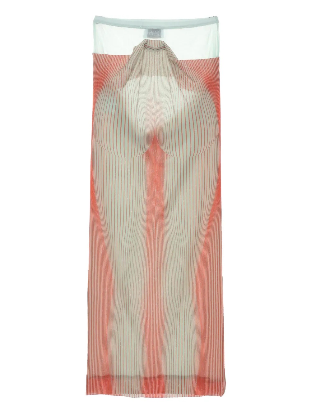 JEAN PAUL GAULTIER - Women Draped Pinstripe Body Morphing Long Skirt - 6