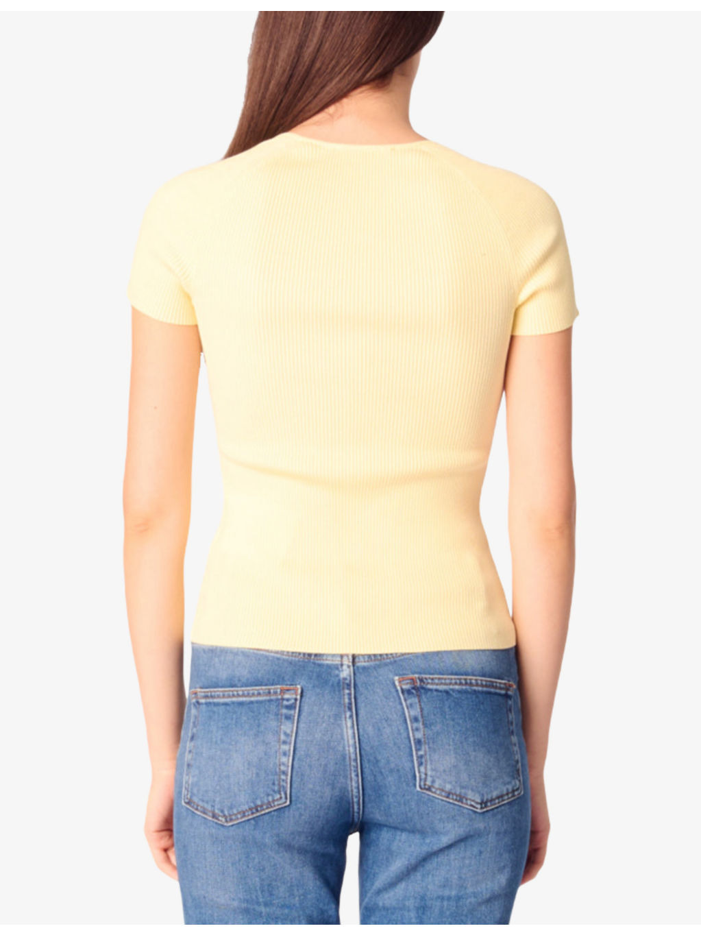 Sweetheart-neck short-sleeve stretch-knit jumper - 4