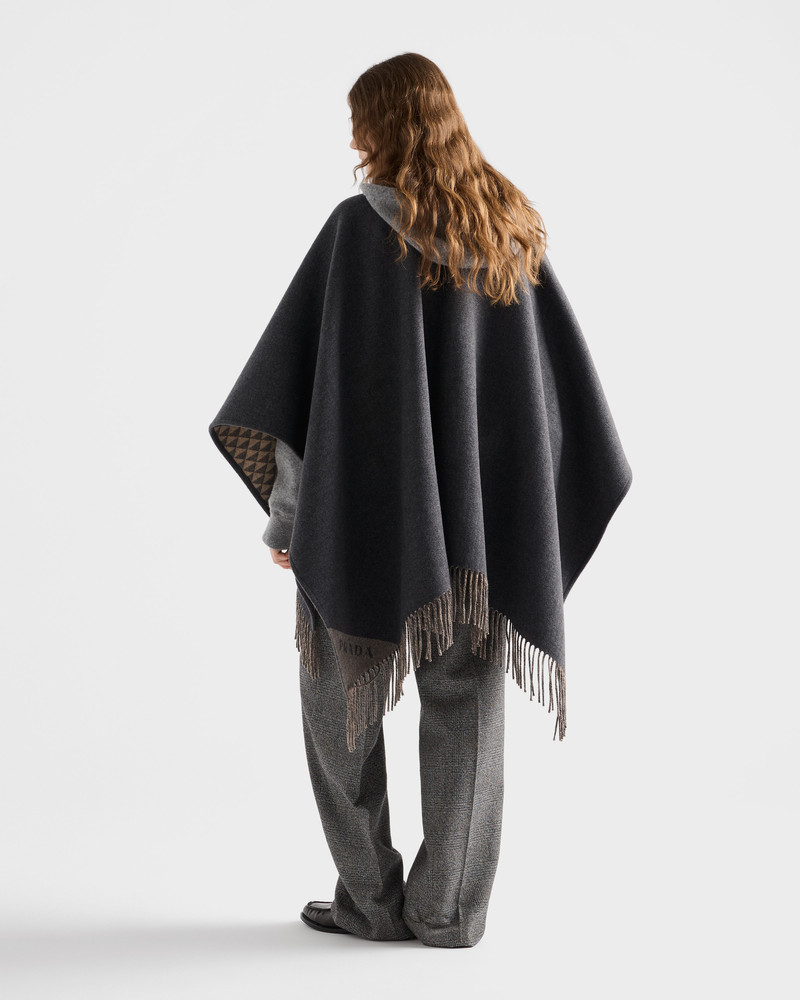 Reversible wool and cashmere poncho 5