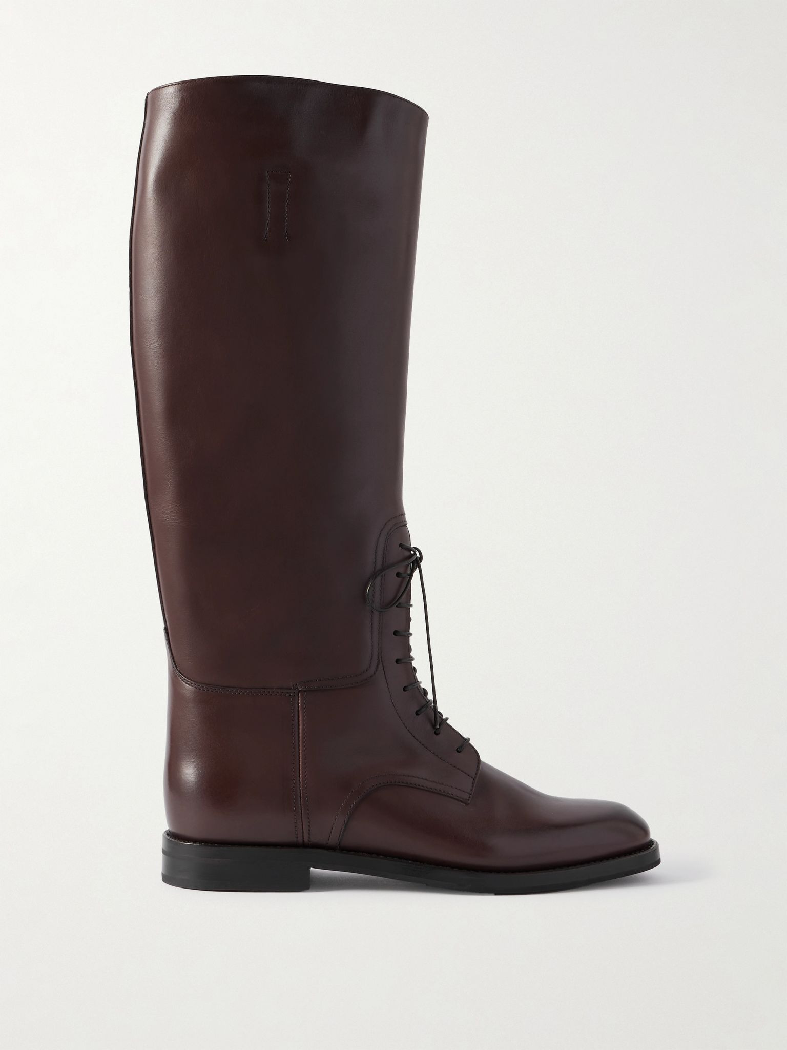 Leather lace-up knee boots Dark brown - 1