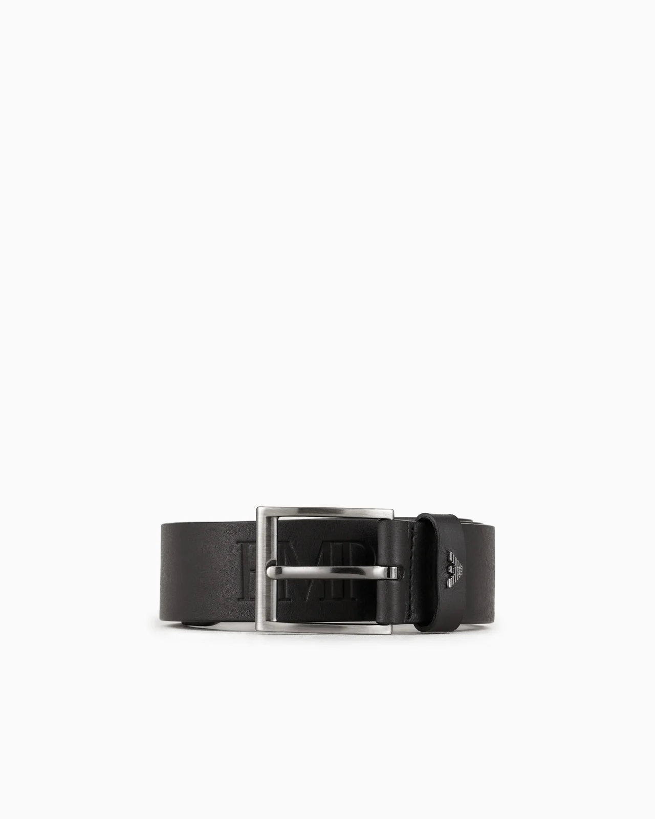 Tumbled-leather belt with oversized logo lettering - 1