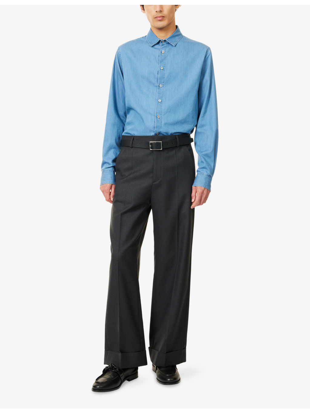Boston-Collar Regular-Fit Denim Shirt - 2