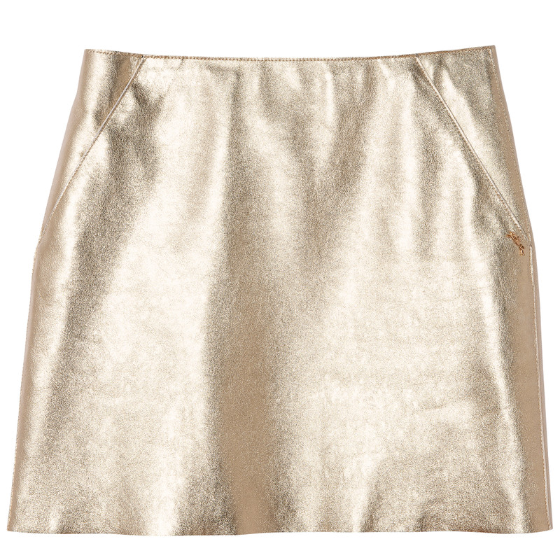 Fall-Winter 2023 Collection Mini skirt Pale gold - Leather 1