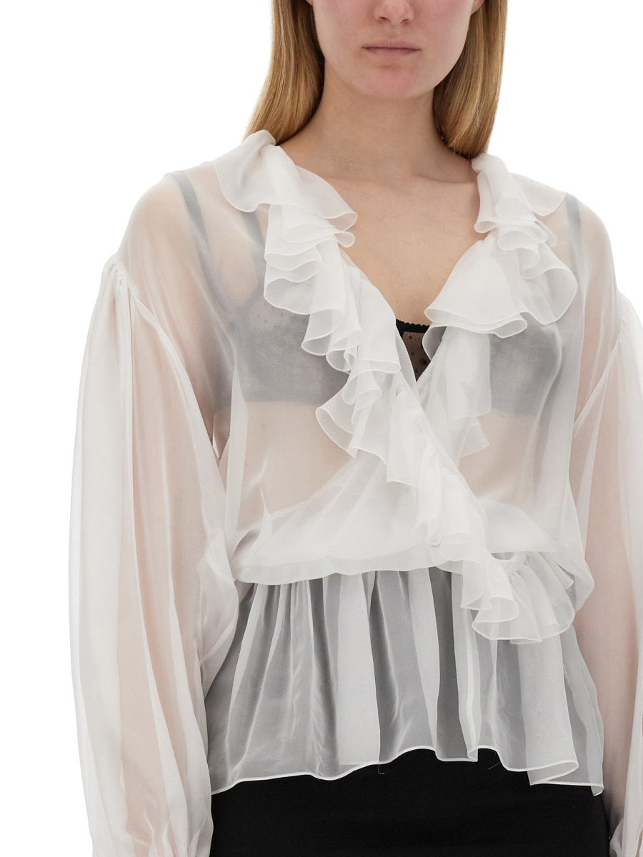 Dolce & Gabbana Women Chiffon Blouse With Ruffles - 4