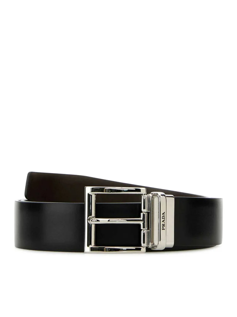 Prada Men Reversible Brushed Leather Belt - 1