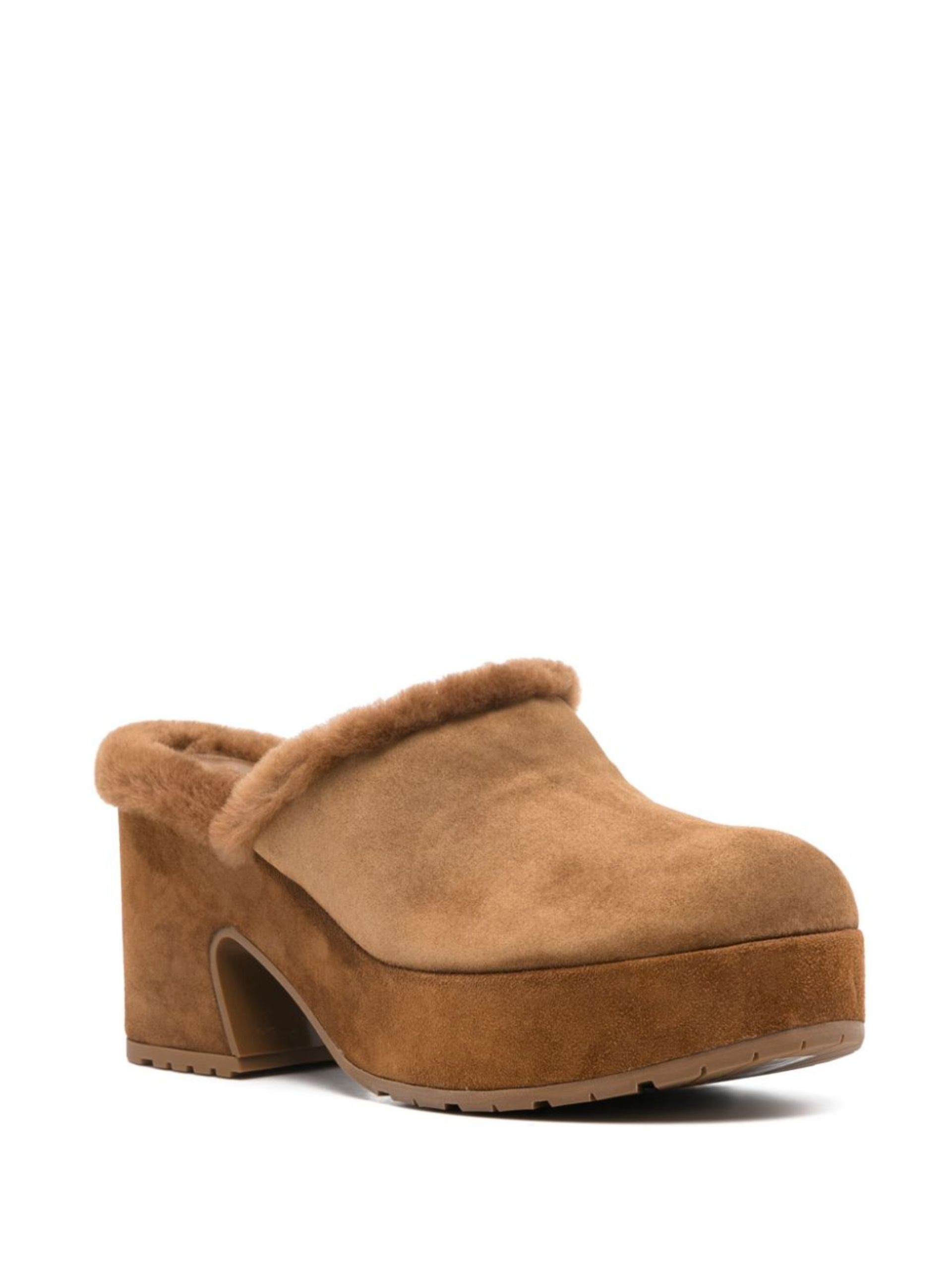 Brown 95mm Platform Suede Mules - 2