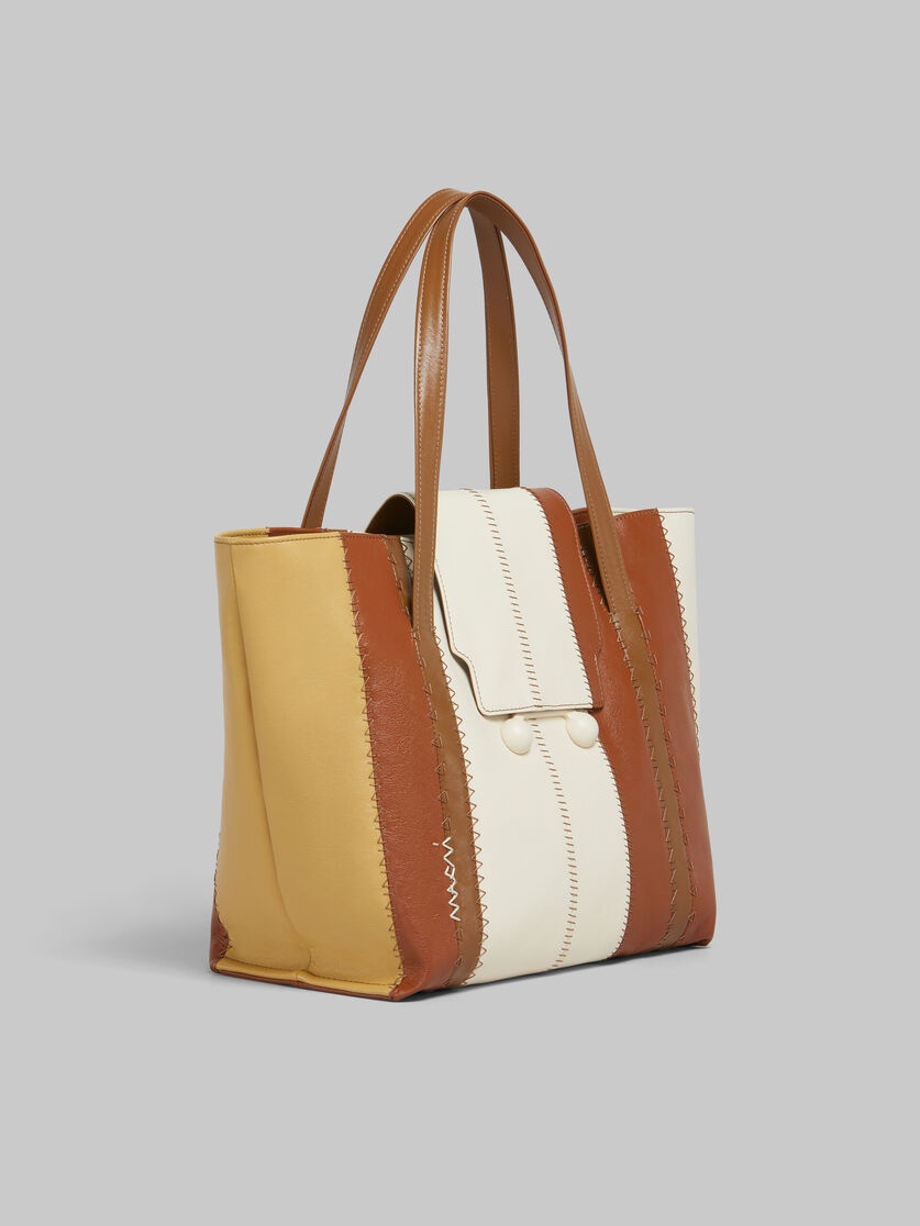 CREAM, BROWN, AND BEIGE LEATHER TRUNKAROO MEDIUM BAG - 6