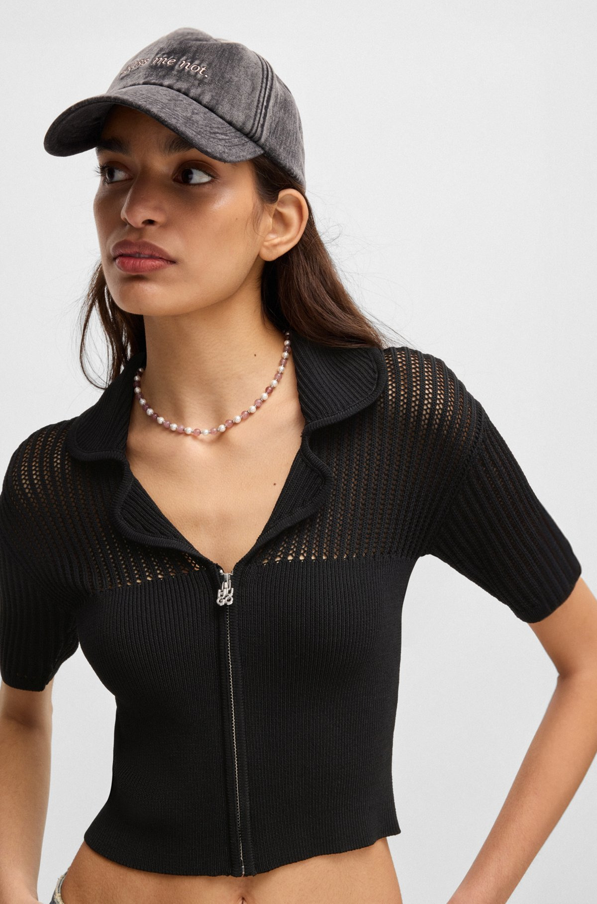 CROPPED CARDIGAN WITH SHEER CROCHET STRUCTURE - 5