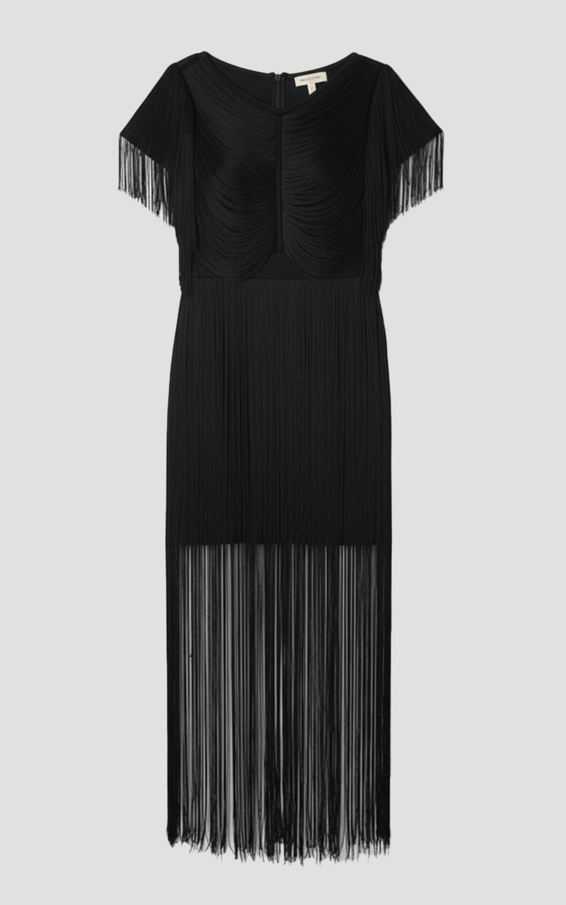 Maxi Draped Fringe Knitted Mini Dress - 1