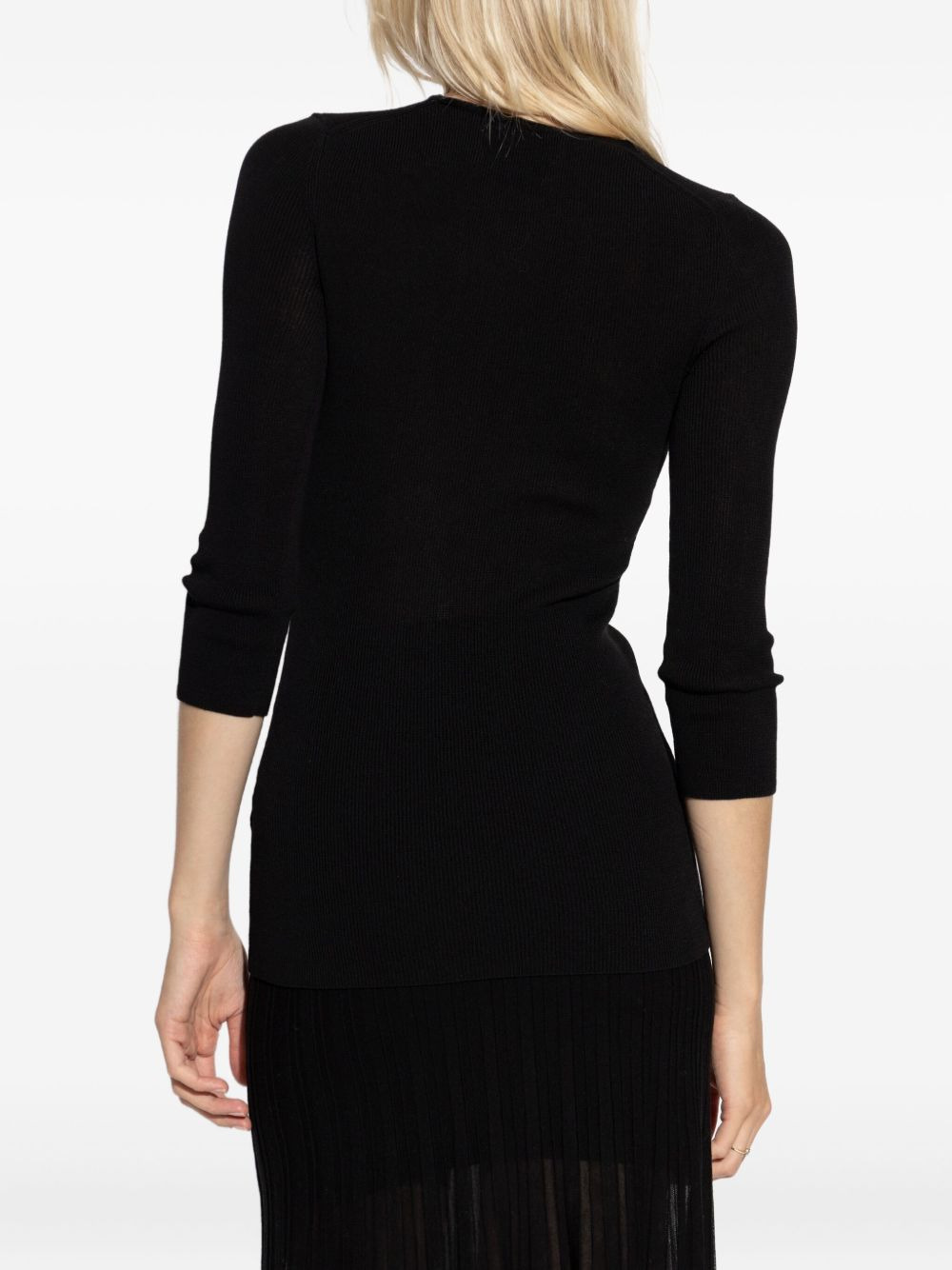 ribbed V-neck top - 4