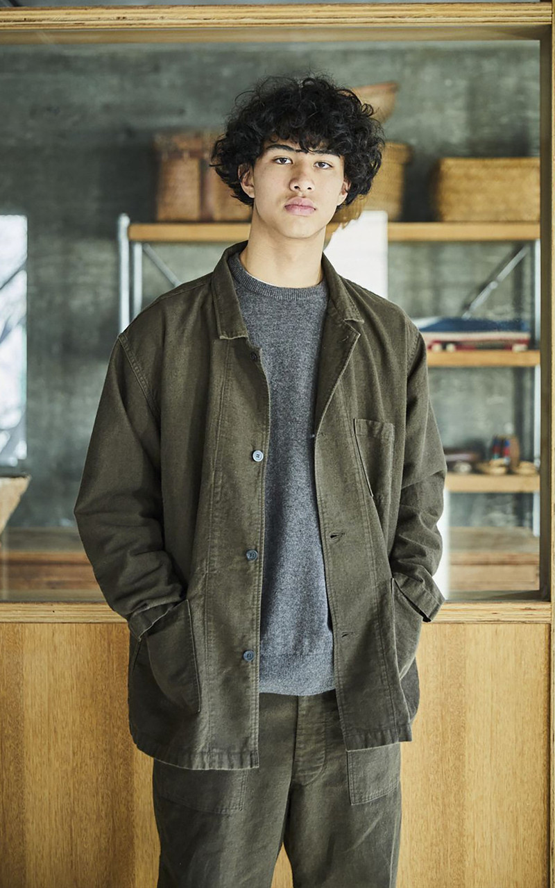 ORSLOW SIMPLE WORK JACKET RELAX FIT COTTON LINEN MOLESKIN COFFEE BROWN 1