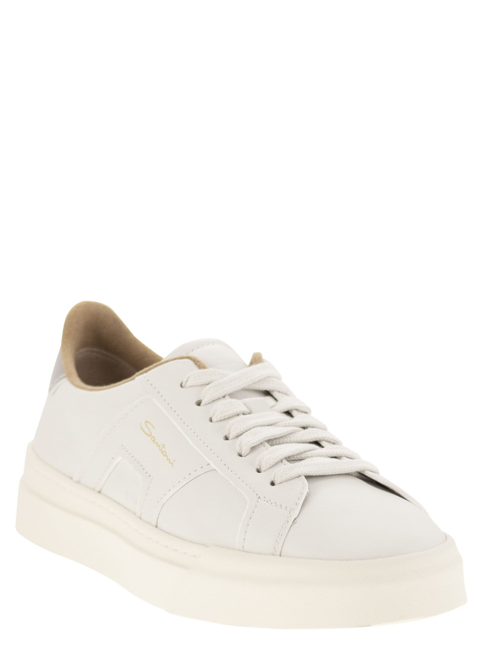 Santoni Men Tumbled Leather Double Buckle Trainer - 2