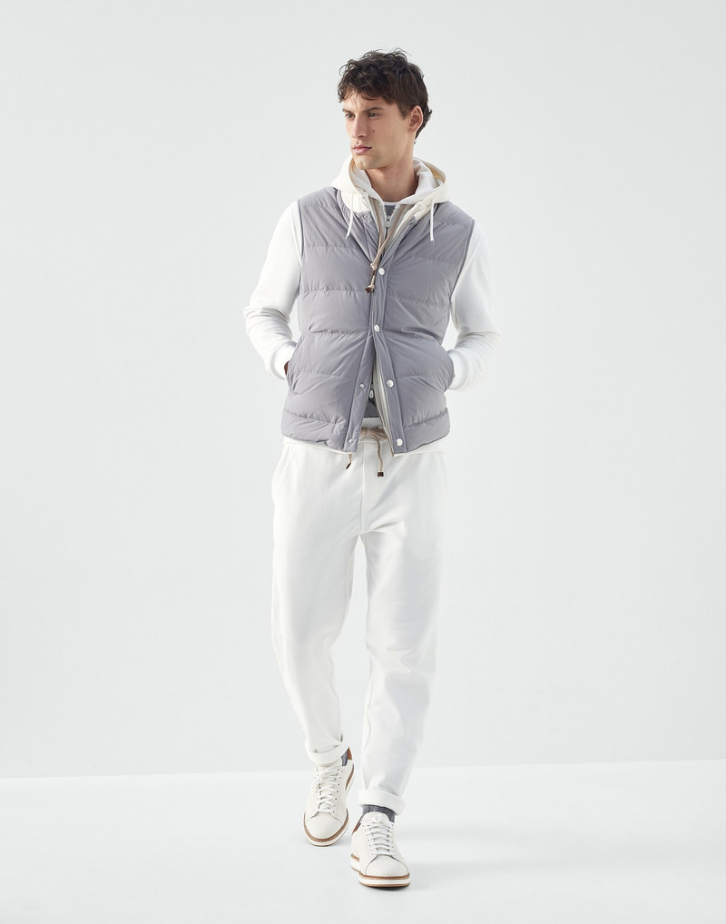 Brunello Cucinelli Bonded nylon down vest with knitted bib and detachable hood outlook