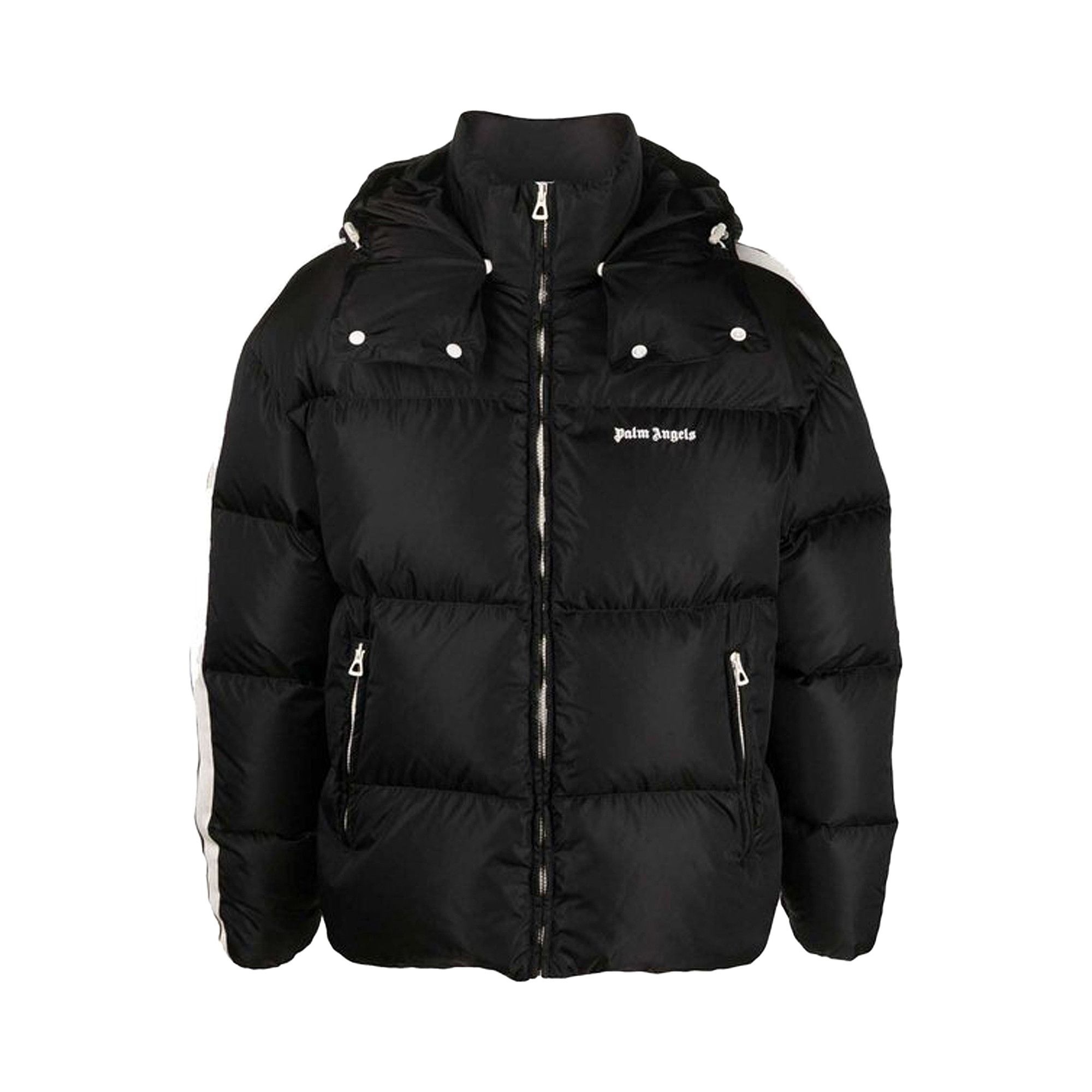 Palm Angels Hooded Track Down Jacket 'Black/White' - 1