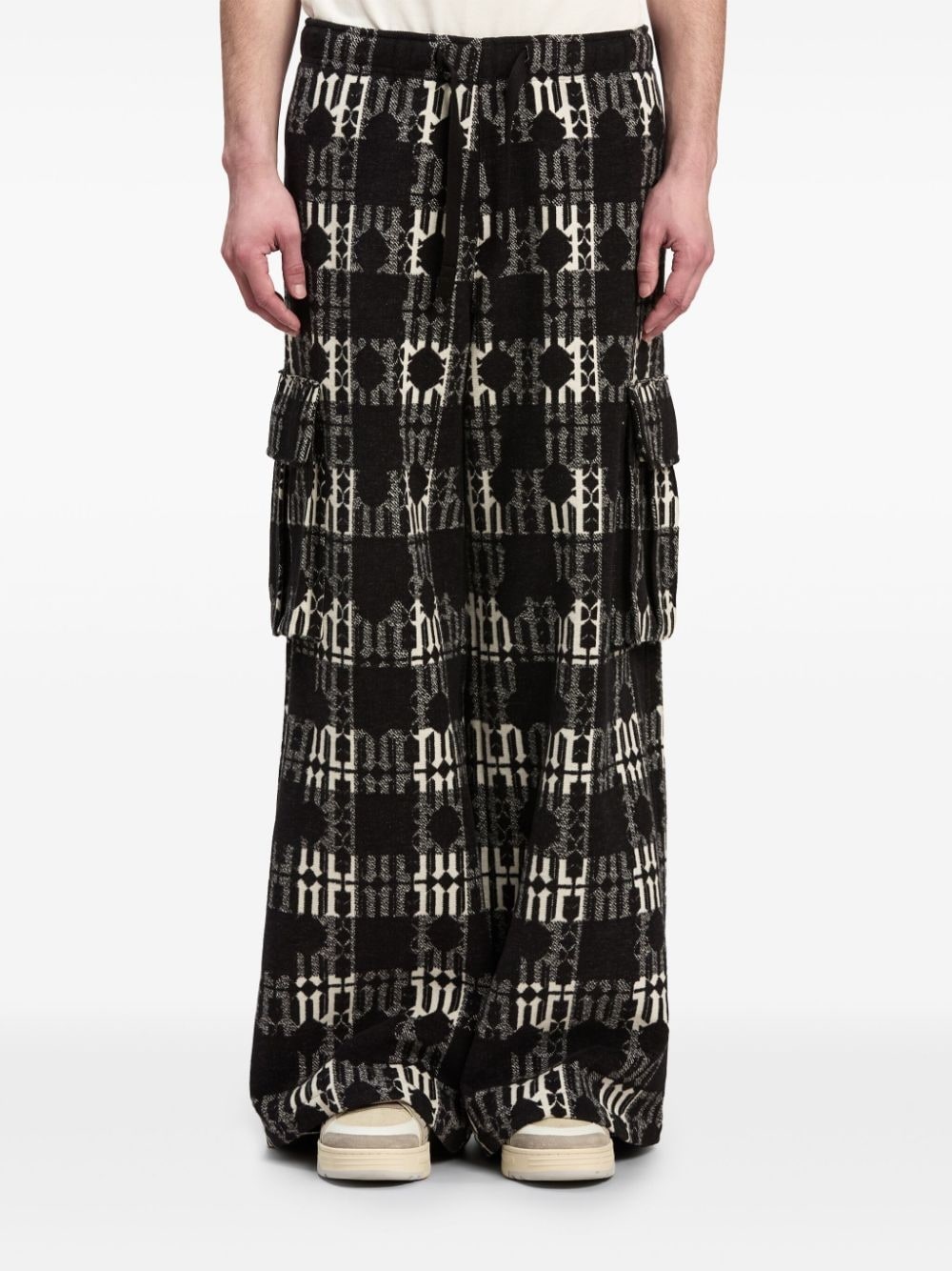 monogram-jacquard wide-leg trousers - 3