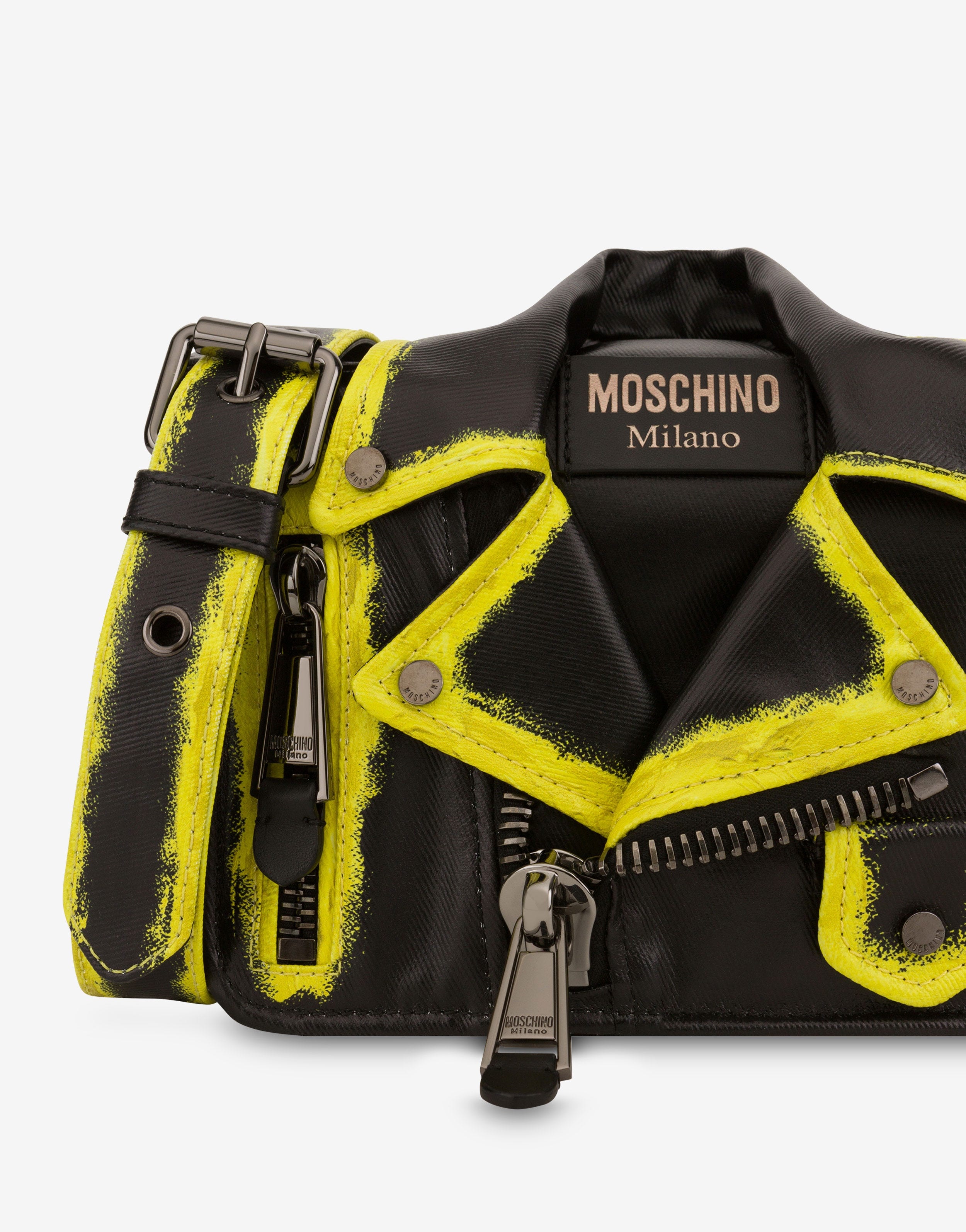 MOSCHINO PAINT COATED CANVAS BIKER BAG - 4