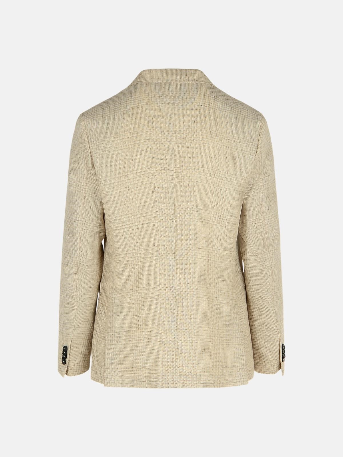 'DROP 7' BEIGE LINEN BLEND JACKET - 3