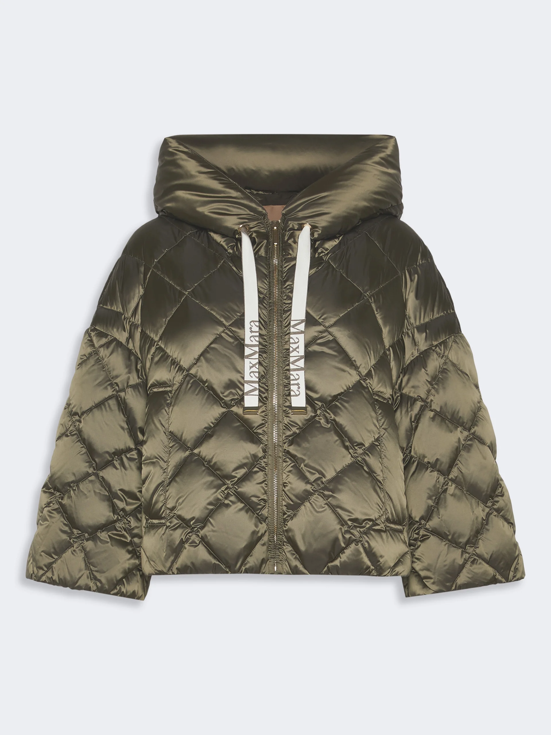 SISOFT Cape-style puffer in water-repellent iridescent plain-weave fabric - MOSS GREEN - 1