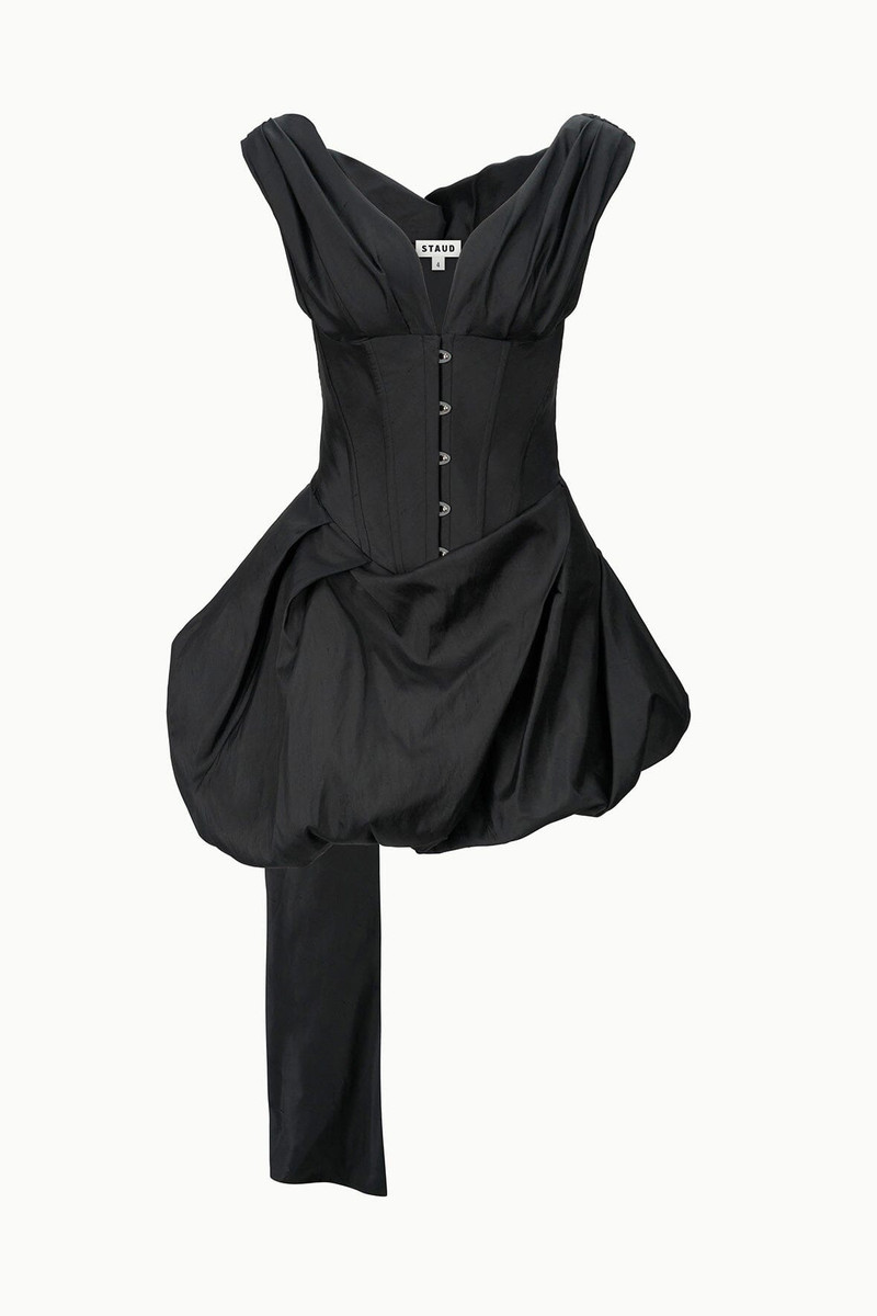 STAUD FABIANNE SILK MINI DRESS BLACK - 1
