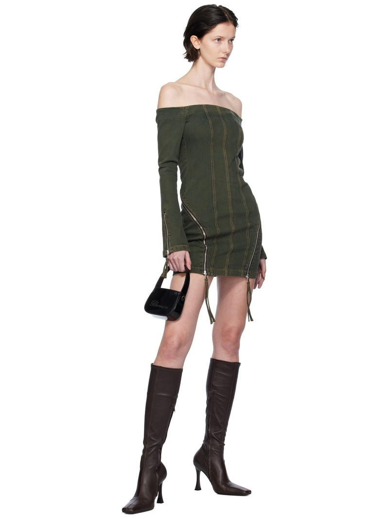Blumarine Blue Off-The-Shoulder Denim Minidress outlook
