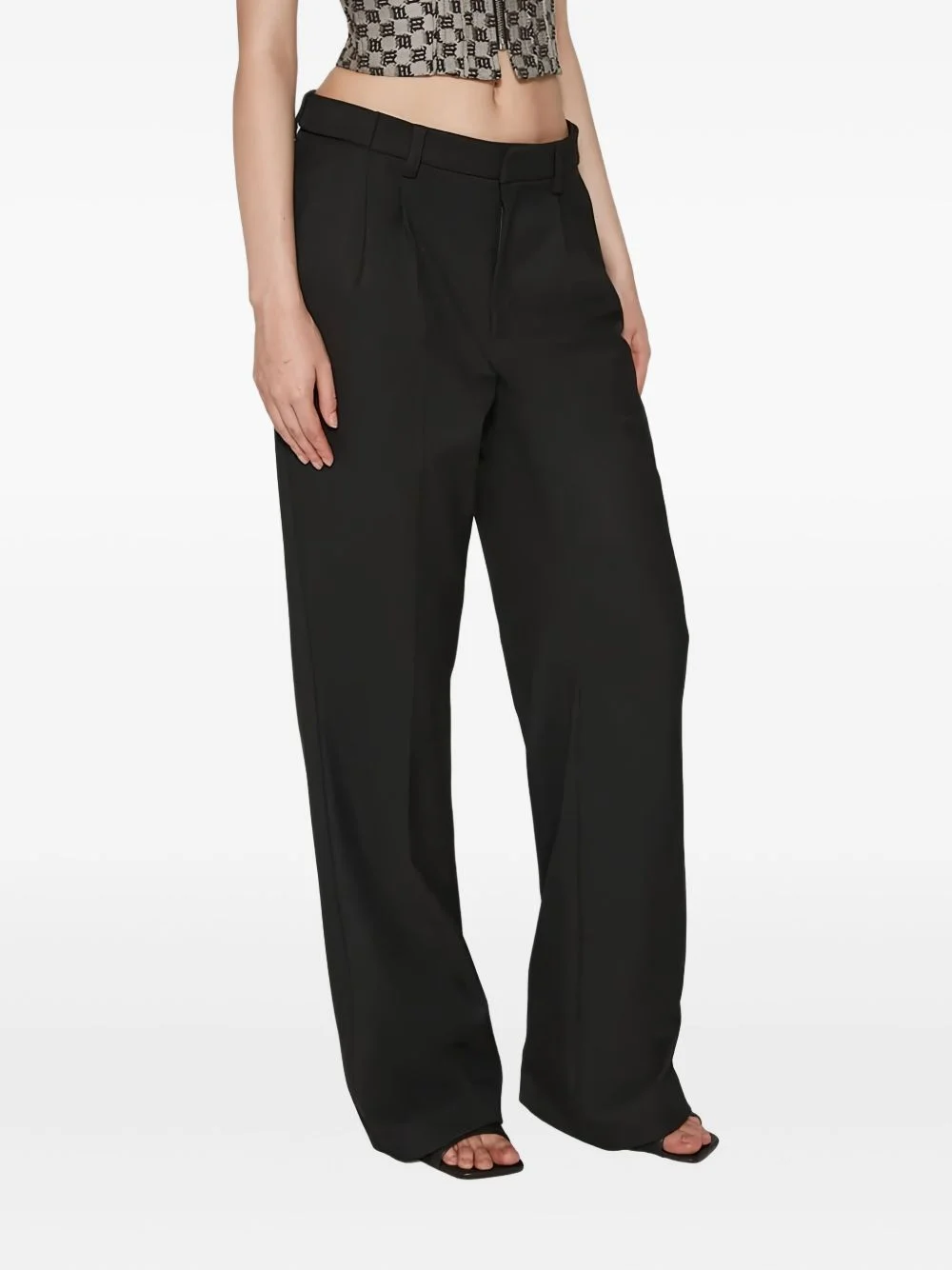 zip fastening tailored trousers - 1
