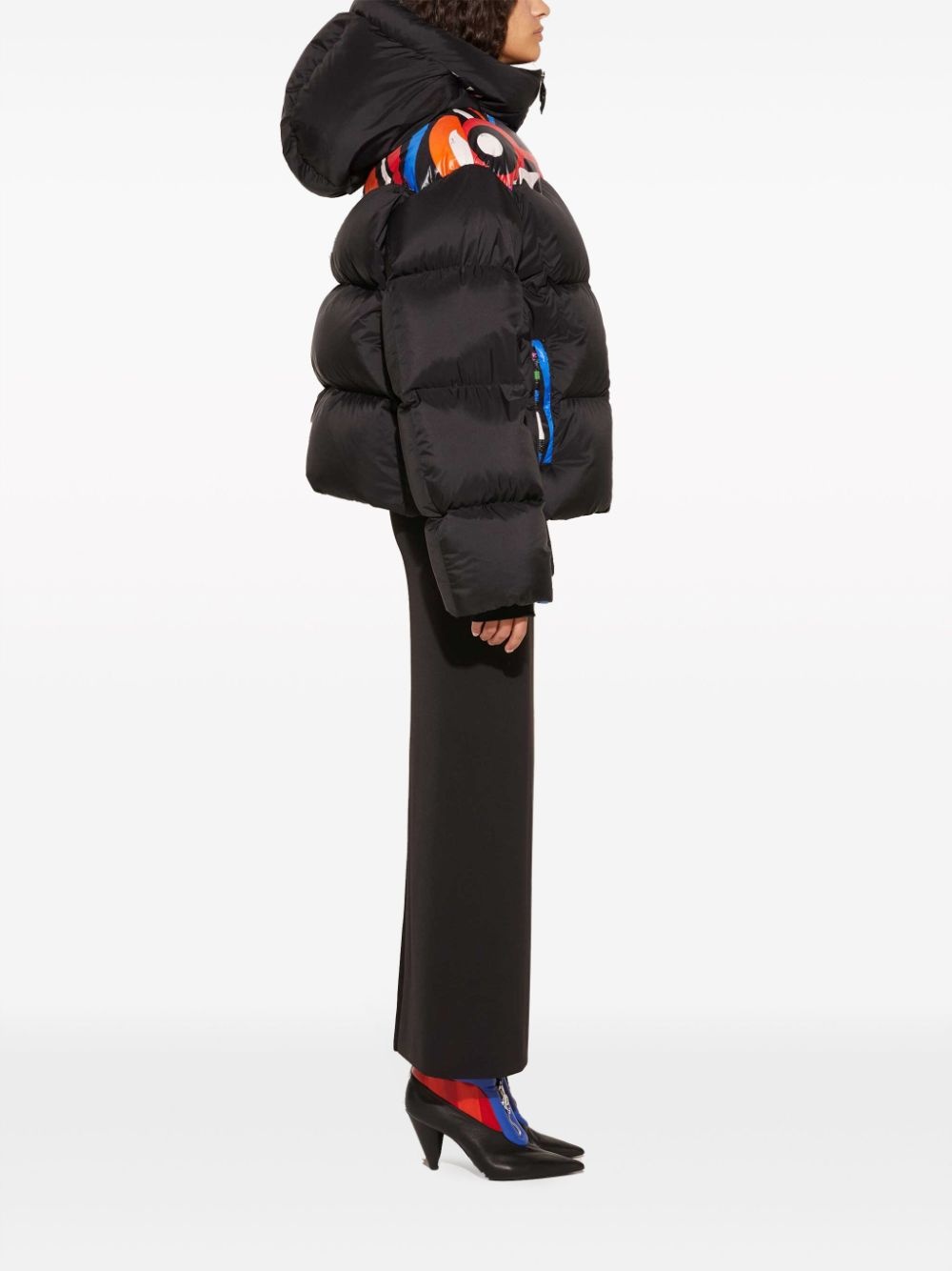Onde-panelling hooded puffer jacket - 3