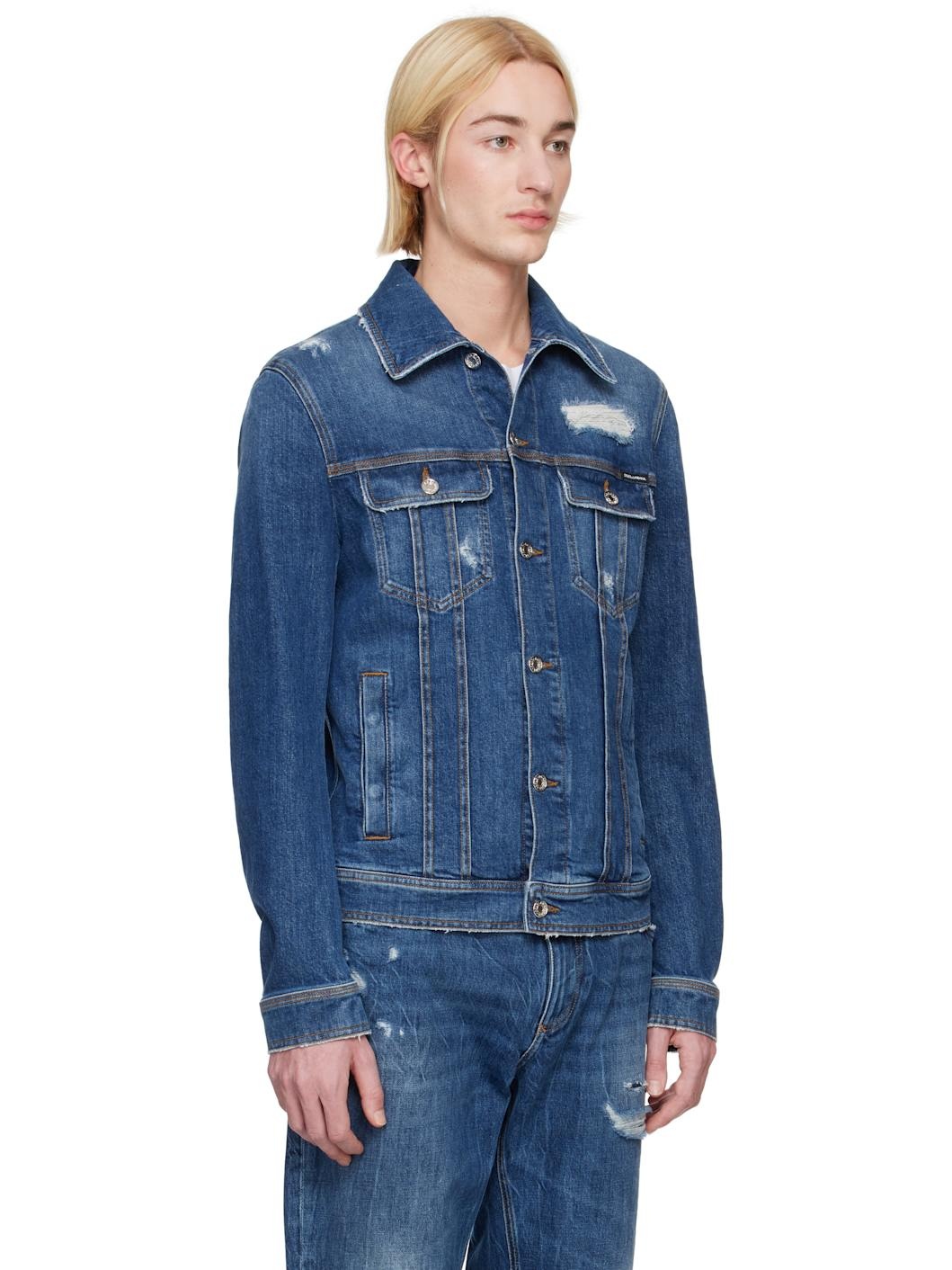 Blue Stretch Denim Jacket - 2