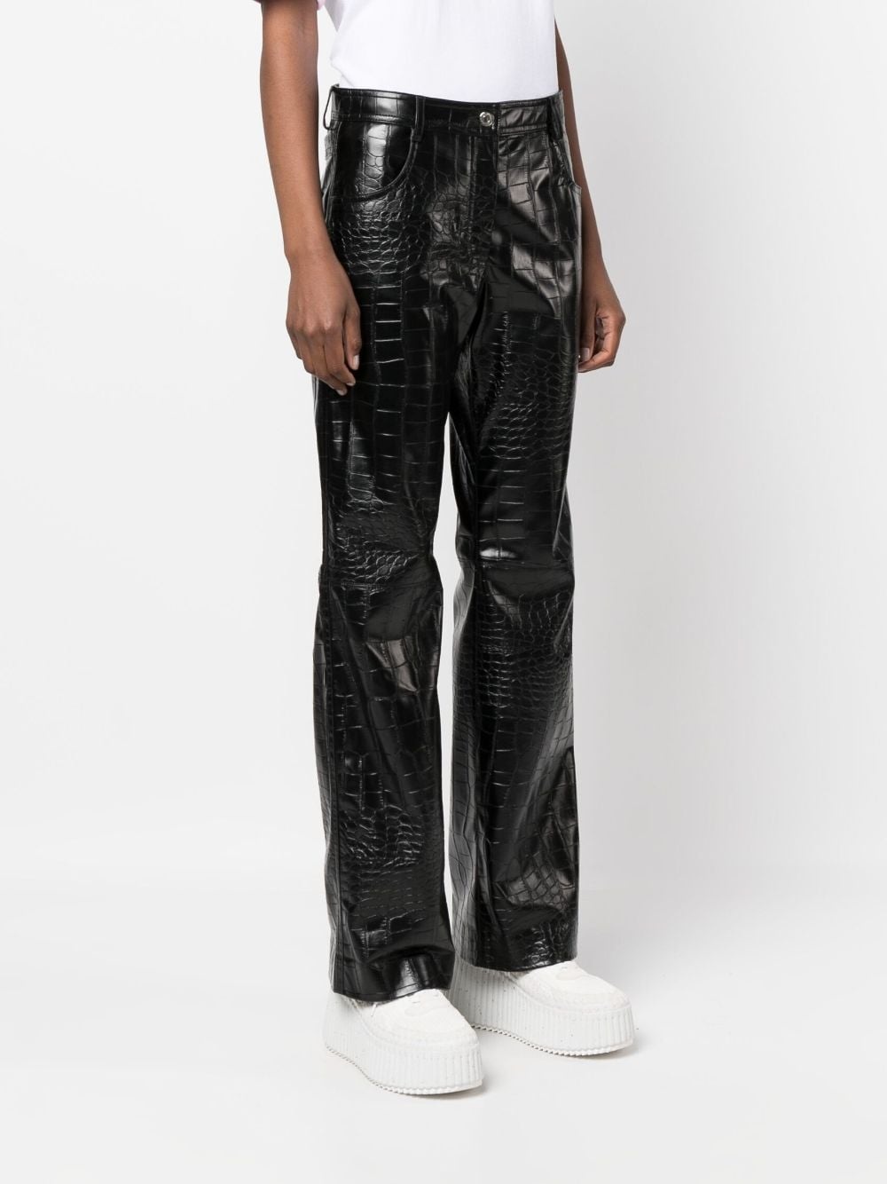 embossed-crocodile straight-leg trousers - 3