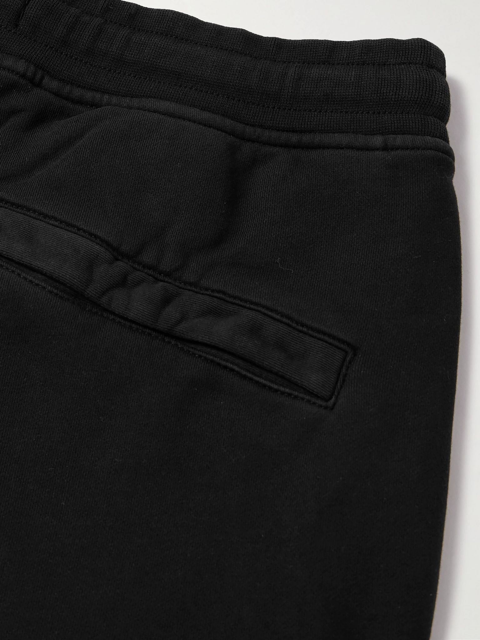 Straight-Leg Logo-Appliquéd Garment-Dyed Cotton-Jersey Drawstring Shorts Black - 5